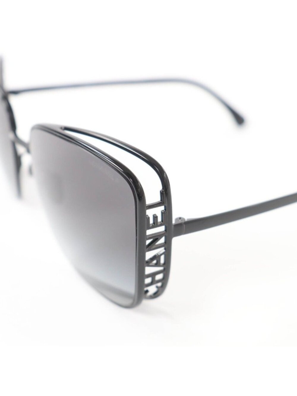 Chanel Logo Square Sunglasses Eyewear Black with Case - Picture 8 of 11